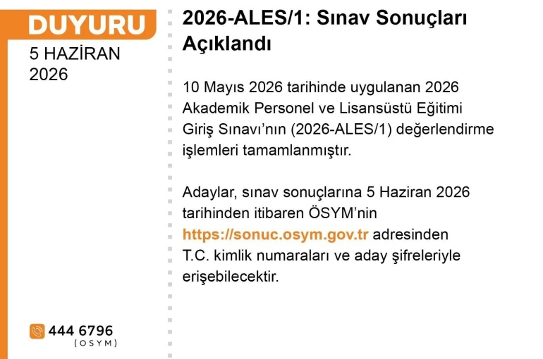 ALES sonuçları açıklandı