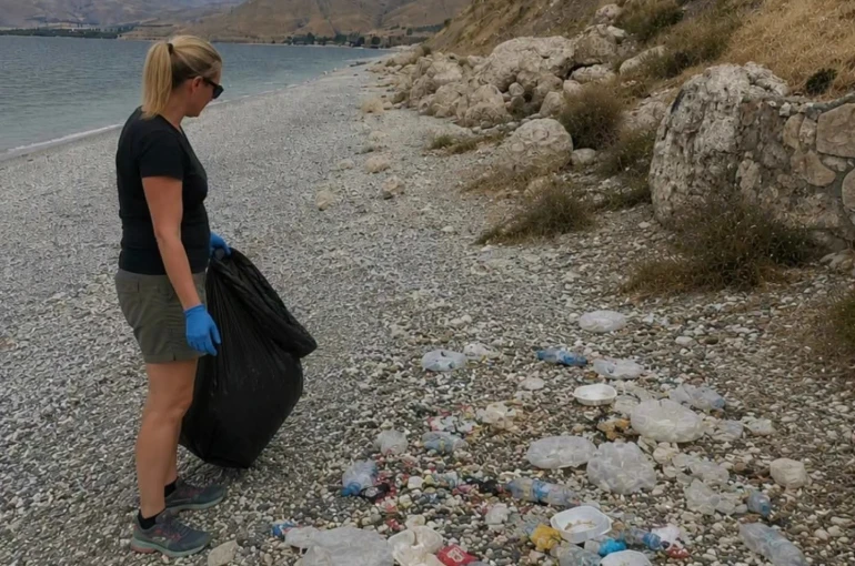 Alman turistten Bitlis’te çevre temizliği 