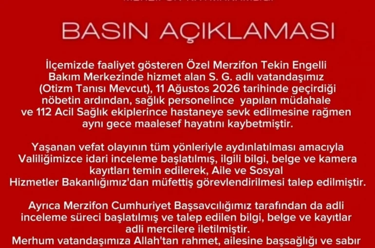 Amasya’da özel bakımevinde rahatsızlanan otizmli vatandaşın ölümüne inceleme