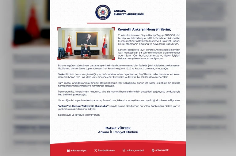 Ankara İl Emniyet Müdürü Yüksek: "Mücadelemiz kararlılıkla ve tavizsiz bir şekilde devam edecektir"