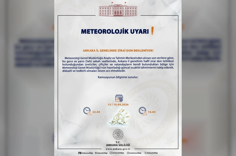 Ankara Valiliği’nden zirai don uyarısı