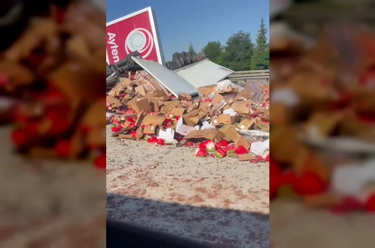 Ankara yolunda tır akaryakıt istasyonuna daldı, faciadan dönüldü