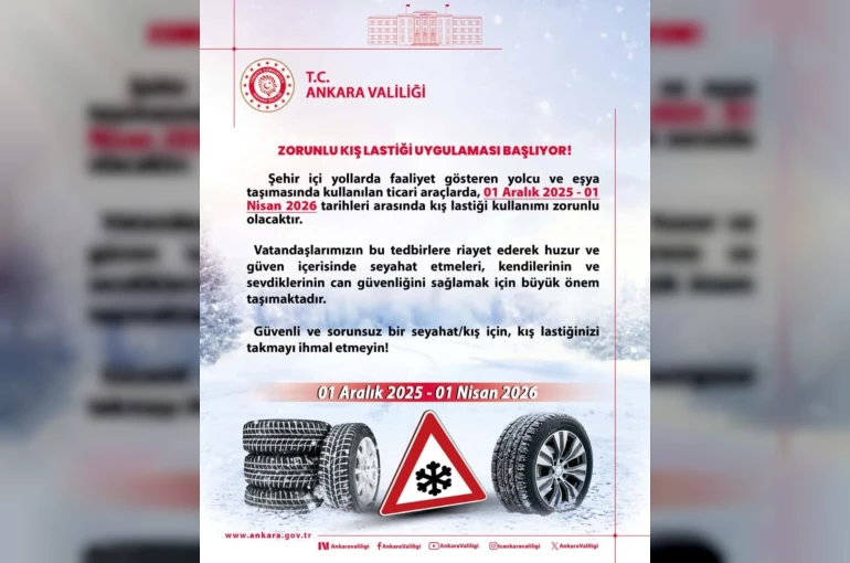 Ankara’da aralık ayından itibaren zorunlu kış lastiği kullanımı başlıyor
