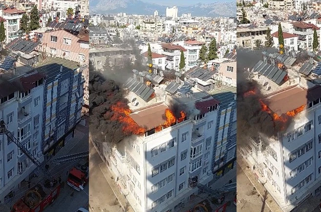 Antalya’da 5 katlı binanın terasındaki yangında can pazarı