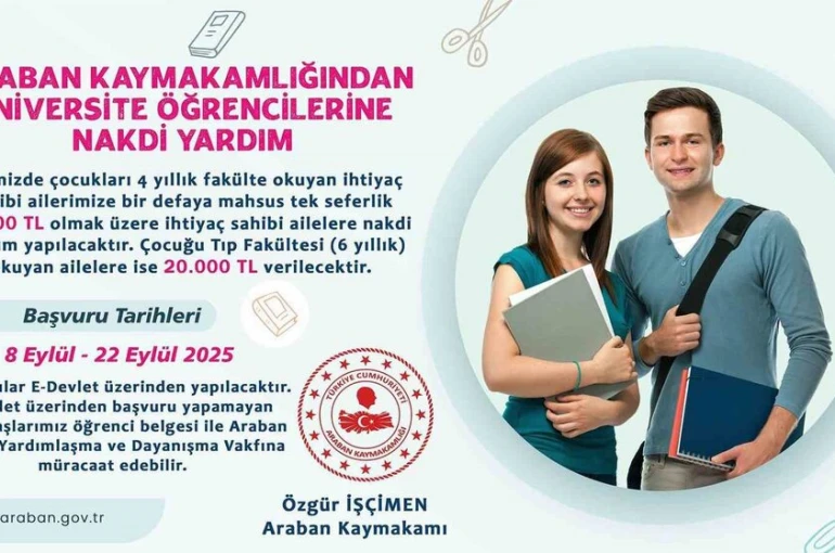 Araban Kaymakamlığı’ndan üniversite öğrencilerine nakdi yardım 