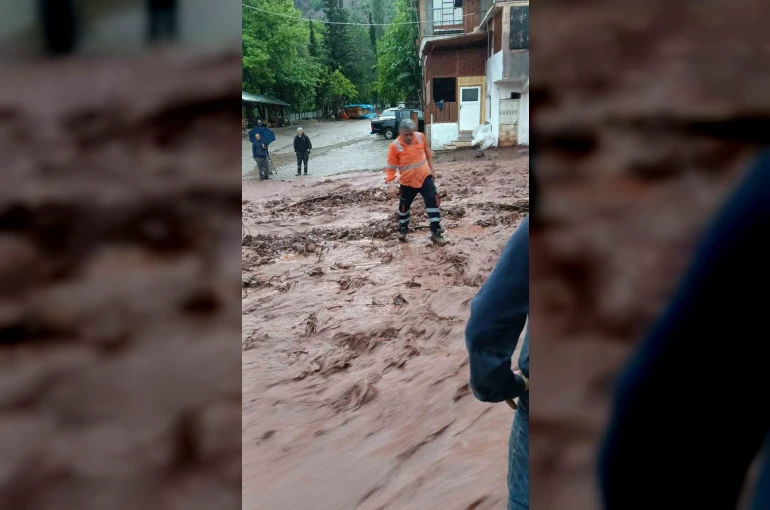 Artvin’de sağanak sonrası dereler taştı