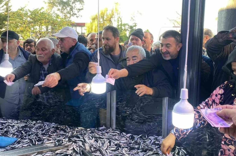 Artvin’in Hopa ilçesinde kilosu 20 liradan satılan 3 ton hamsi 2 saatte tükendi