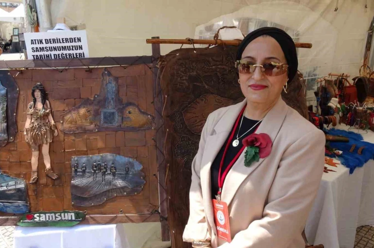 Atık deriler sanat eserine dönüştü, Samsun’u anlattı