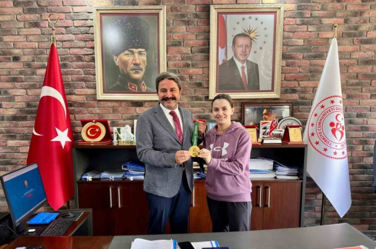 Avrupa Şampiyonu Ertunç, İl Müdürü Kalın ile bir araya geldi