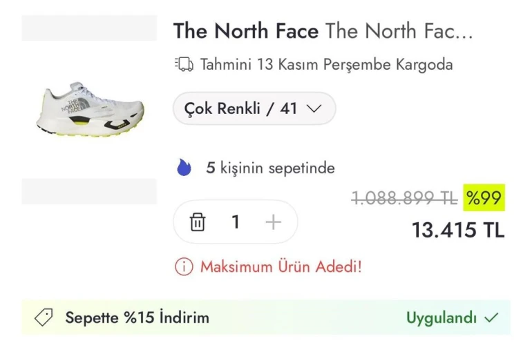 Ayakkabının fiyatını 1 milyon 88 bin lira gösterip 13 bin liraya düşürdüler