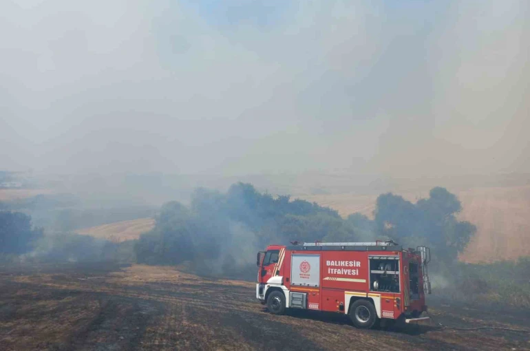Bandırma’da 4 ayrı noktada başlayan arazi yangını söndürüldü