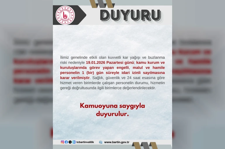 Bartın’da kamu çalışanlarına kar tatili