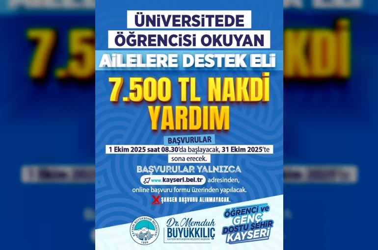 Başkan Büyükkılıç’tan eğitime destek: 7 bin 500 TL nakdi yardım