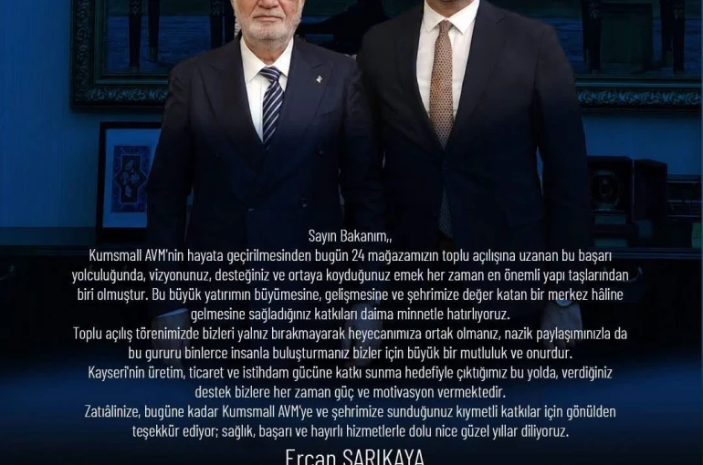 Başkan Sarıkaya’dan Elitaş’a teşekkür