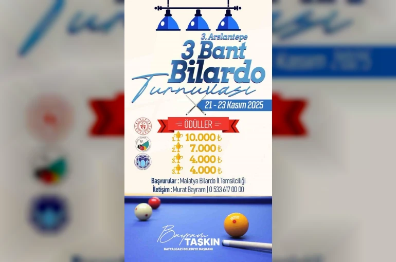Battalgazi Belediyesi’nden 3. Arslantepe 3 Bant Bilardo Turnuvası