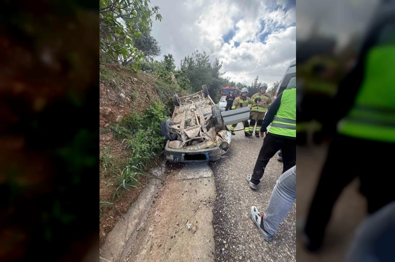 Belen’de otomobil takla attı: 2 yaralı