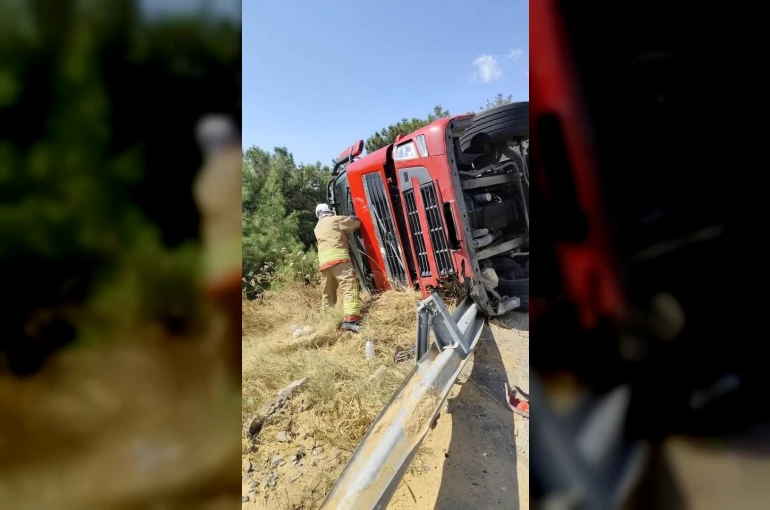 Belen’de tır devrildi 