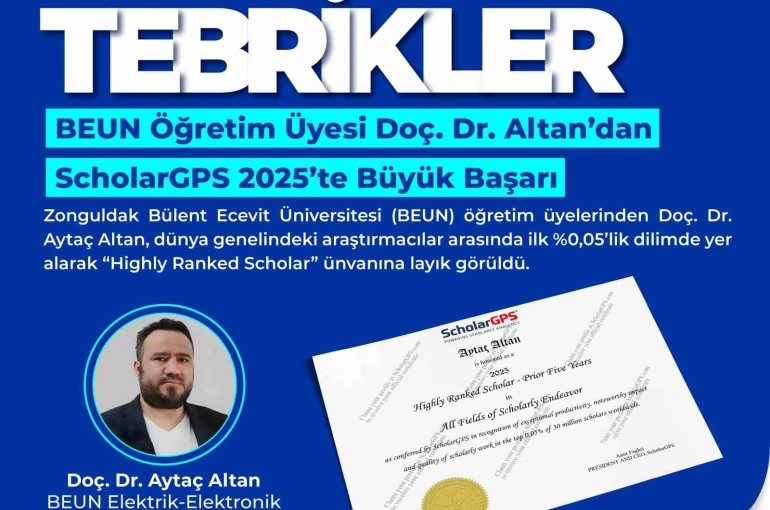 BEUN Öğretim Üyesi Doç. Dr. Altan’dan ScholarGPS 2025’te büyük başarı