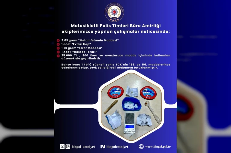 Bingöl’de uyuşturucu operasyonu: 1 şüpheli tutuklandı