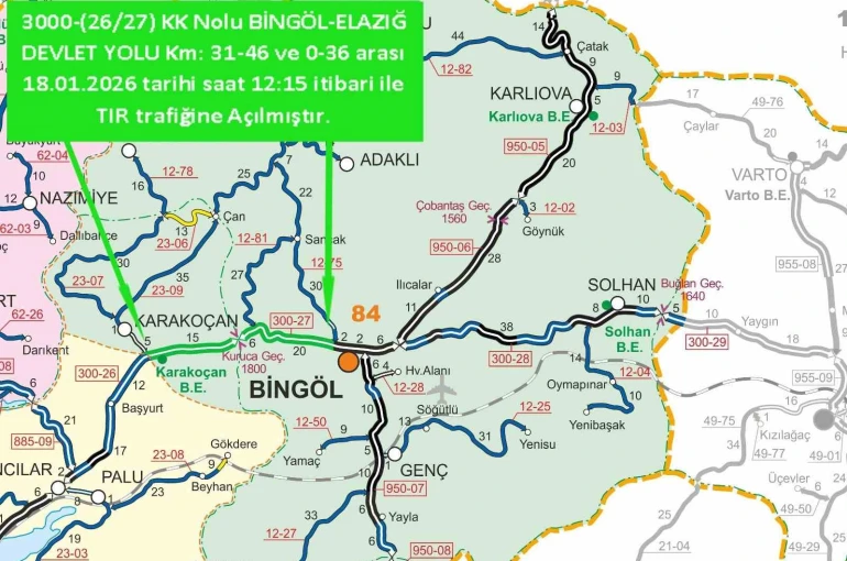 Bingöl’ün çevre illere tır trafiği açıldı