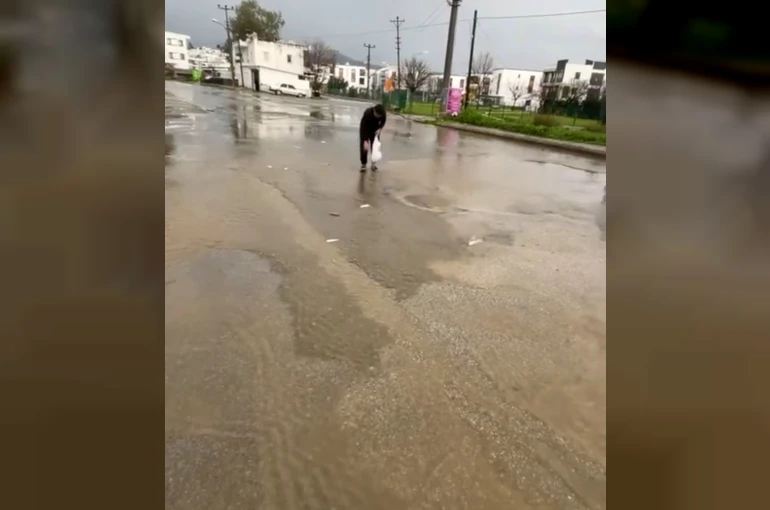 Bodrum’da sağanak baskını: Gölet taştı, asfalta balık yağdı 