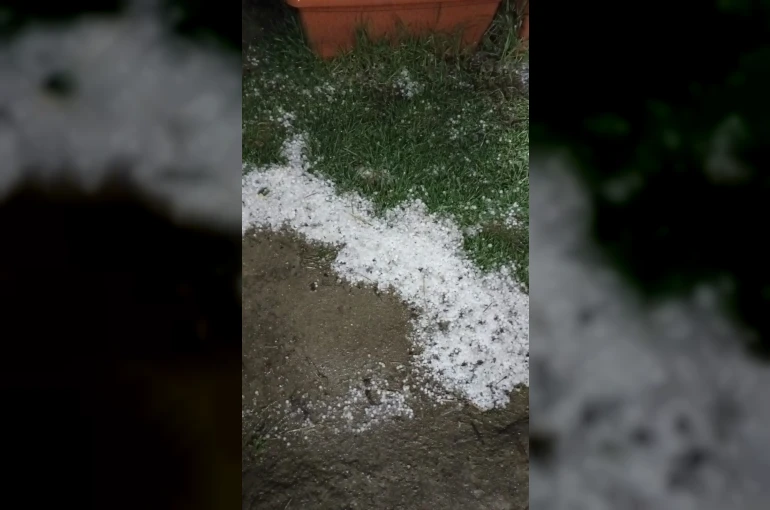 Bolu’da sabaha karşı yağan dolu yeşil alanları beyaza bürüdü