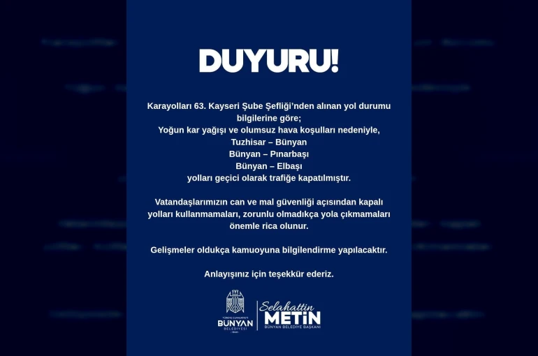 Bünyan’da ulaşıma kar engeli