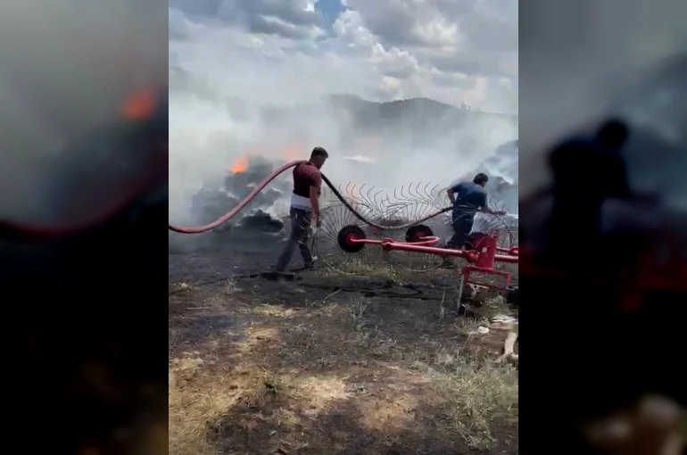 Burdur’da samanlık yangını