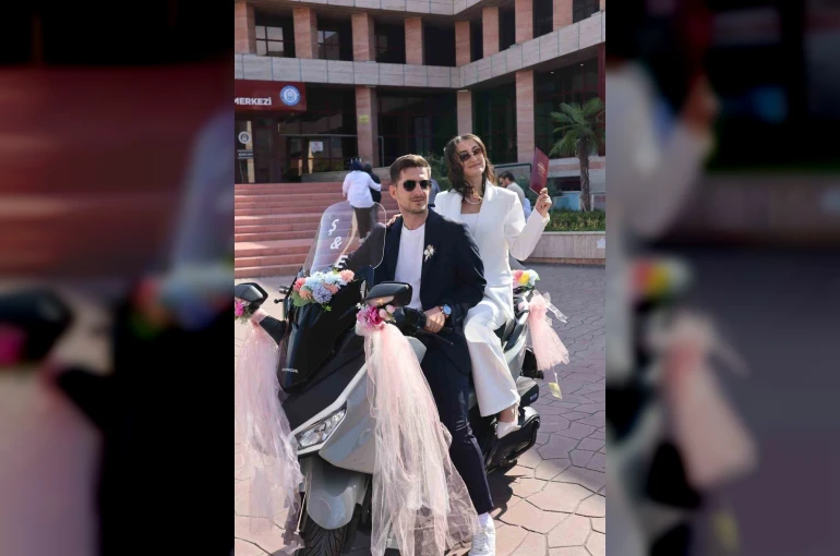 Bursa’da motosikletli düğün konvoyu