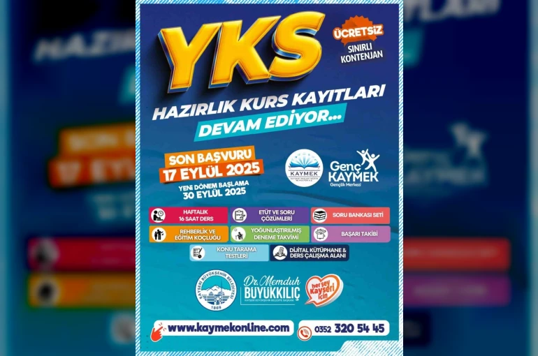 Büyükşehir KAYMEK’in ücretsiz YKS kursuna kayıtlar sürüyor 