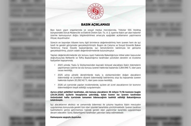 Çalışma ve Sosyal Güvenlik Bakanlığından maaşlarını alamayan maden işçileriyle ilgili açıklama