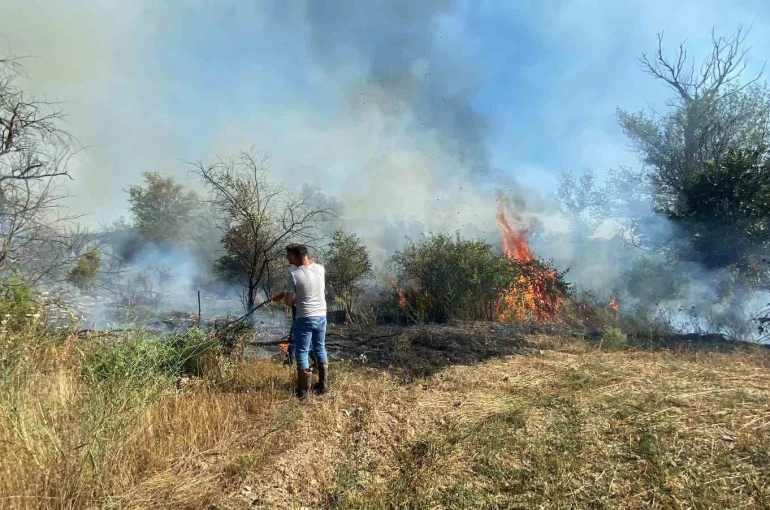 Çankırı’da örtü yangını ağaçlık alana sıçradı 