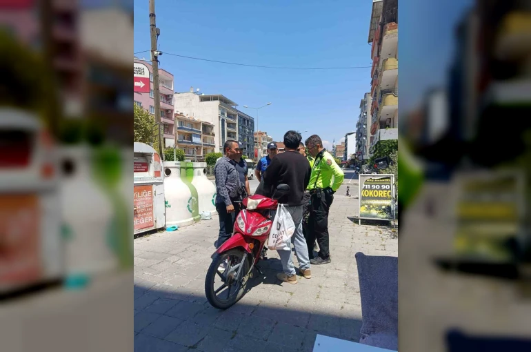 Çine’de kaldırımlarda motosiklet denetimi