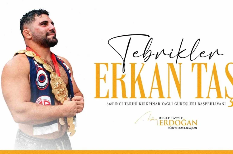 Cumhurbaşkanı Erdoğan, başpehlivanlık unvanını kazanan Erkan Taş’ı tebrik etti