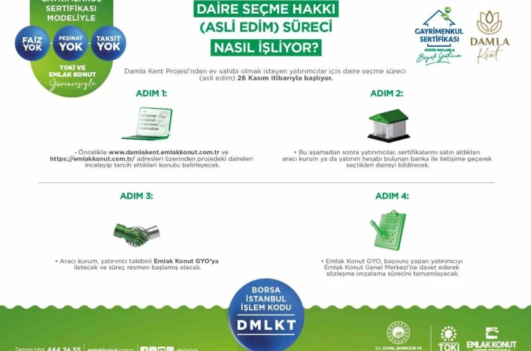 Damla Kent Projesi’nde daire seçimleri 26 Kasım’da başlıyor