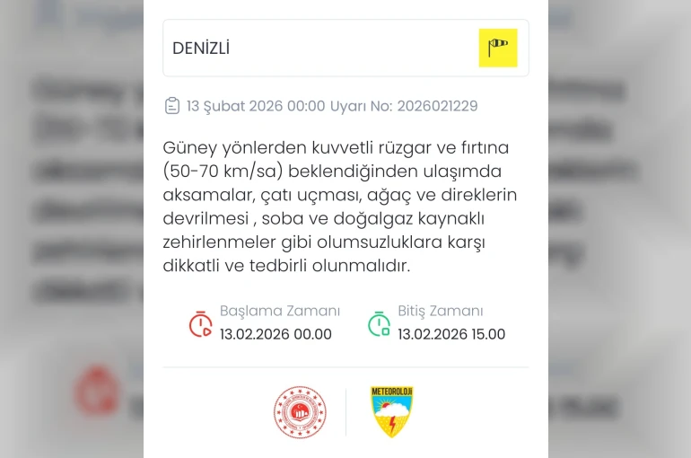 Denizli için kuvvetli rüzgar ve fırtına uyarısı