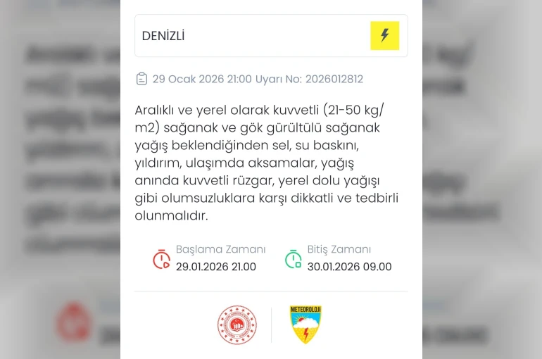 Denizli’ye kuvvetli sağanak ve gök gürültülü yağış uyarısı