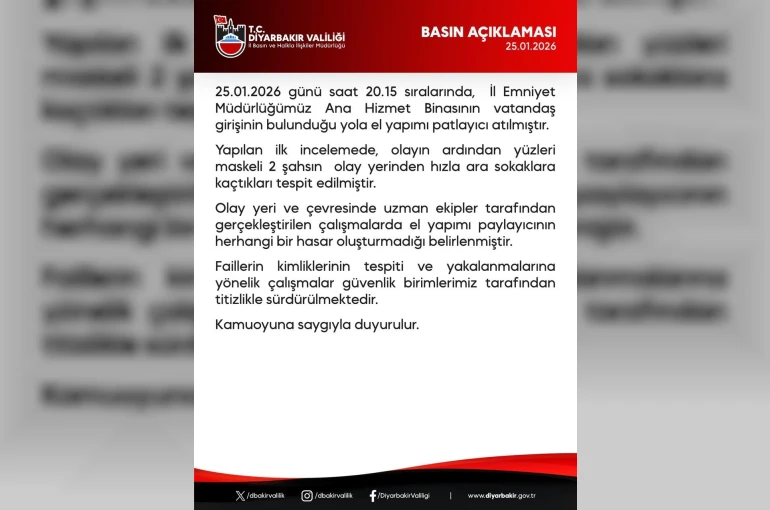 Diyarbakır Emniyet Müdürlüğüne EYP’li saldırı girişimi 