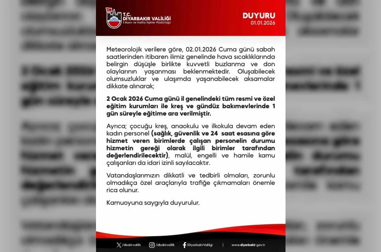 Diyarbakır’da okullar 1 gün tatil edildi