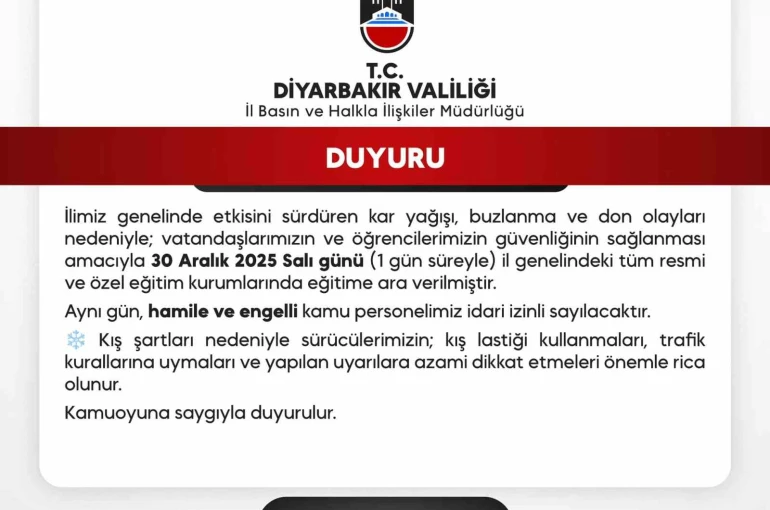 Diyarbakır’da okullar yarın da tatil edildi