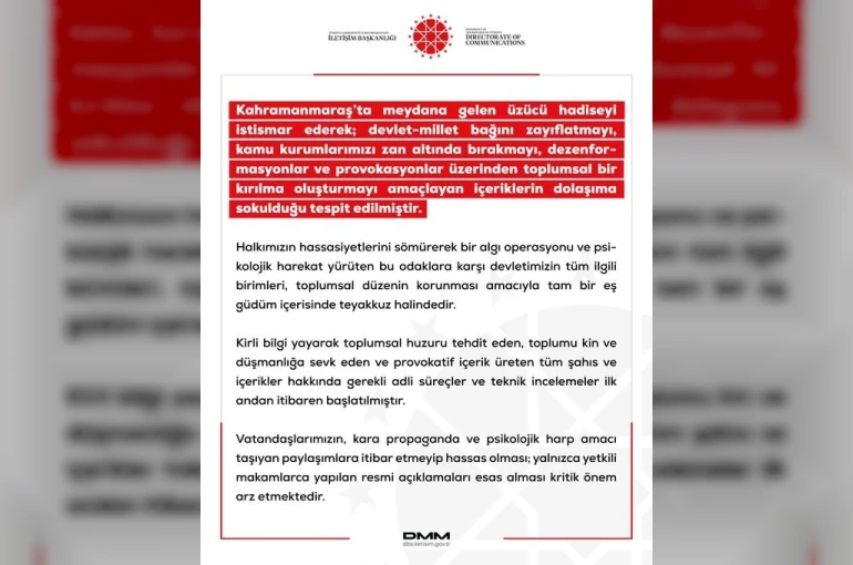 DMM: "Vatandaşlarımızın resmi açıklamaları esas alması kritik önem arz etmektedir"