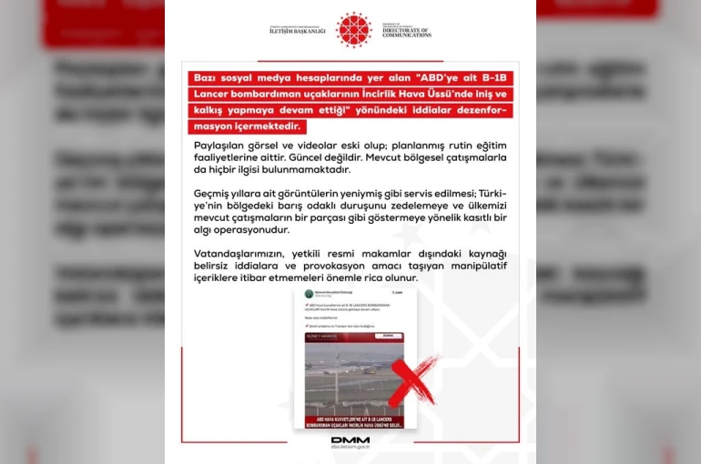 DMM’den ABD’ye ait bombardıman uçaklarının İncirlik Üssü’nü kullandığı iddialarına yalanlama