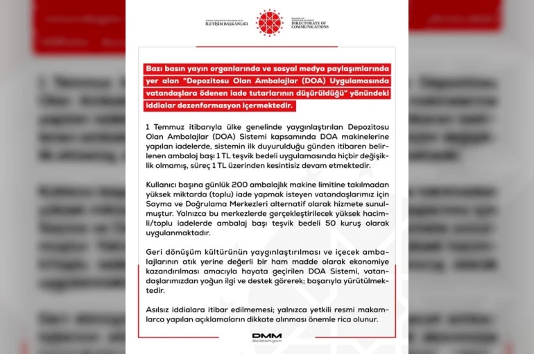 DMM’den "DOA Uygulamasında vatandaşlara ödenen iade tutarının düşürüldüğü" iddialarına yalanlama 