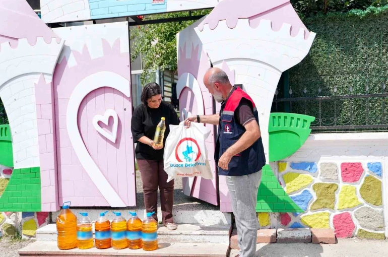 Düzce’de 5 litre atık yağ karşılığında 1 litre yağ hediye