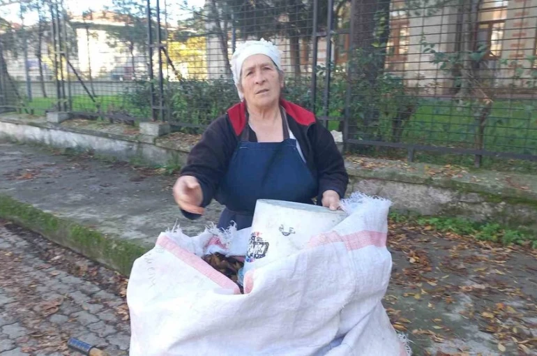 Edirne’de yaşlı kadın, 34 yıldır sonbaharda düşen yaprakları gübreye dönüştürüyor