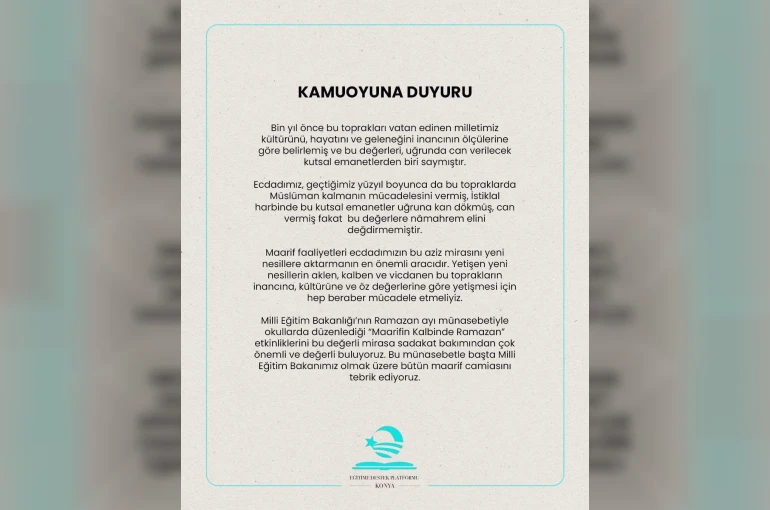Eğitime destek platformundan, Milli Eğitim Bakanına destek