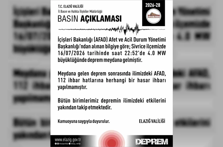 Elazığ Valiliği’nden deprem açıklaması
