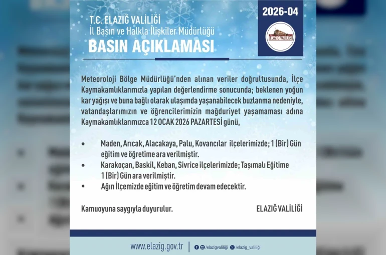 Elazığ’da 5 ilçede eğitim-öğretime ara verildi