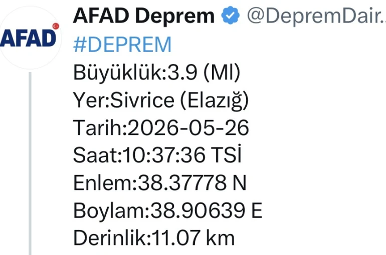 Elazığ’da bir deprem daha