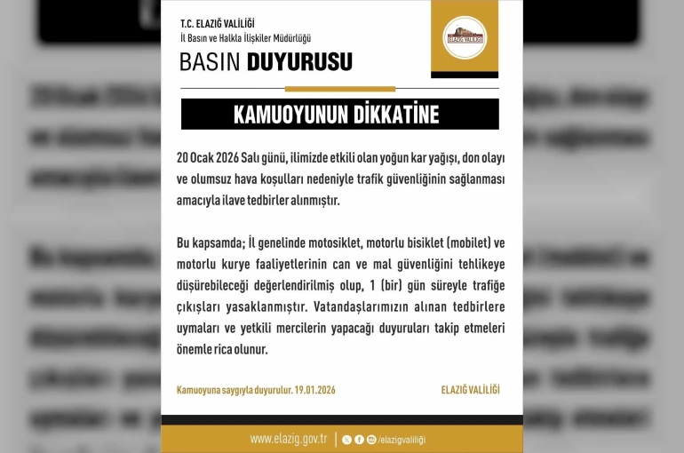 Elazığ’da motosiklet, mobilet ve motorlu kuryelerin trafik yasakları uzatıldı